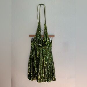 Cider Olive Sequin Dress